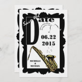 Retro Style Jazz Save the Date Black White 3 (Voorkant / Achterkant)