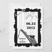Retro Style Jazz Save the Date Black White Kaart (Voorkant)