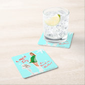 Retro Style Kerstmis in juli Beverage Coaster Kartonnen Onderzetters (Insitu)