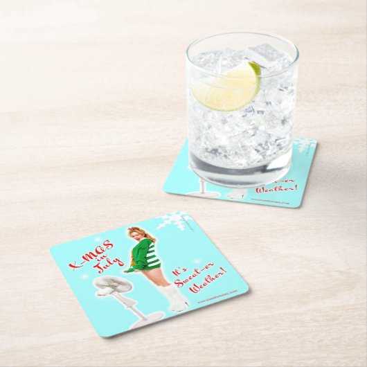 Retro Style Kerstmis in juli Beverage Coaster Kartonnen Onderzetters (Insitu)