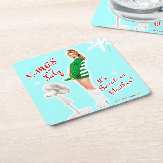 Retro Style Kerstmis in juli Beverage Coaster Kartonnen Onderzetters (Schuin)