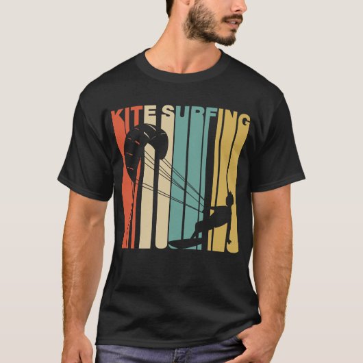 Retro Style Kite Surfing Kite Surfer T-shirt (Voorkant)
