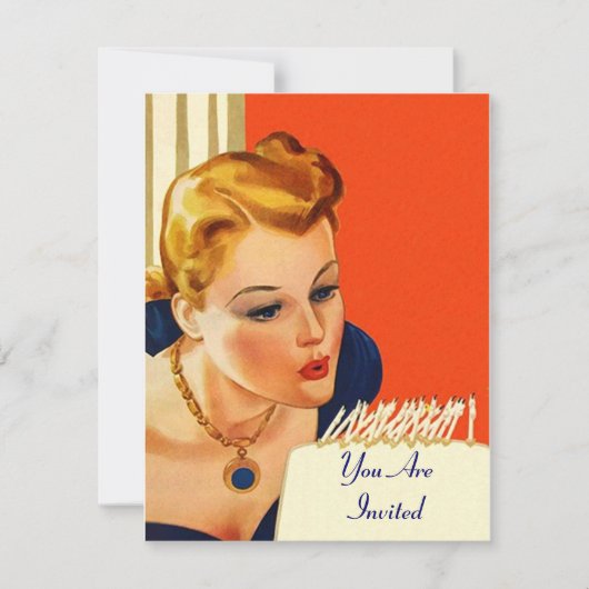 Retro Style - Lady's Birthday Party Invitation Kaart (Voorkant)