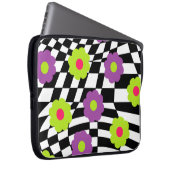Retro Style Laptop Hoesje met cheques en bloemen Laptop Sleeve (Voorkant Rechts)