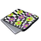 Retro Style Laptop Hoesje met cheques en bloemen Laptop Sleeve (Voorkant onderkant)