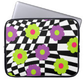 Retro Style Laptop Hoesje met cheques en bloemen Laptop Sleeve (Voorkant)