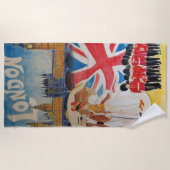 Retro Style London England Waterverf Art Strandlaken (Voorkant)
