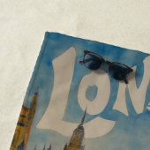 Retro Style London England Waterverf Art Strandlaken (In situ)