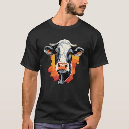 Retro Style  Look Holstein Koe Rundvee Boerderij T-shirt (Voorkant)