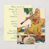 Retro Style Luau Pool Party Grass Skirt Invitation Kaart (Voorkant / Achterkant)