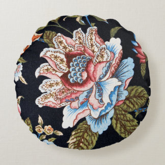Retro Style Meerkleurig Bloemen Ornament Rond Kussen