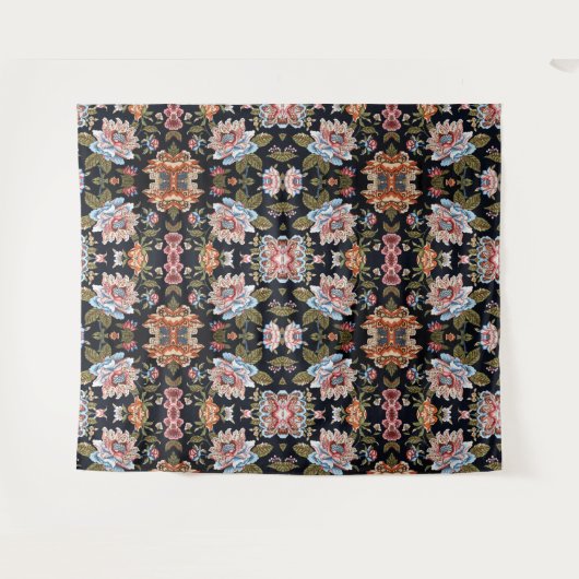 Retro Style Meerkleurig Bloemen Ornament Wandkleed (Voorkant (horizontaal))