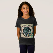 Retro Style Meisje T-shirt Vrouwelijke Hart Kunst (Voorkant volledig)