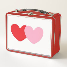Retro Style Metal Lunchbox met roze en rode harten