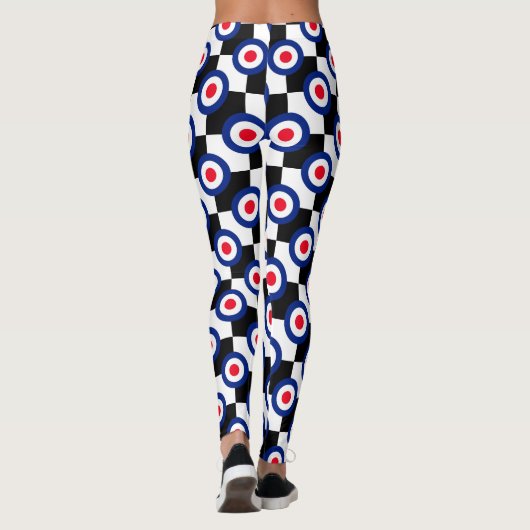 Retro Style Mod Roundels Checkers Decor on Leggings (Achterkant)