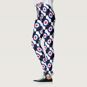 Retro Style Mod Roundels Checkers Decor on Leggings