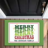 Retro Style Monogram Vrolijk Kerstfeest Deurmat