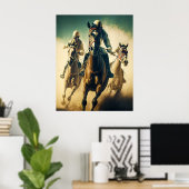 Retro Style Moody Horse Racing Jockey Poster (Thuiskantoor)