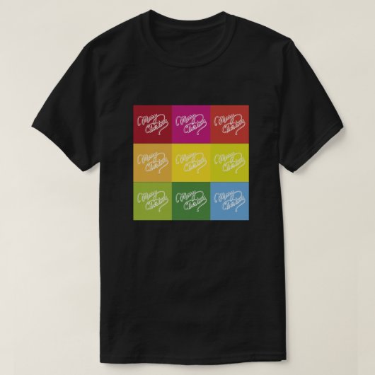 Retro Style Multicolor Merry kerst T-shirt (Design voorkant)