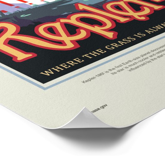 Retro Style NASA-reisposter - Kepler 186f-rondleid Poster (Hoek)