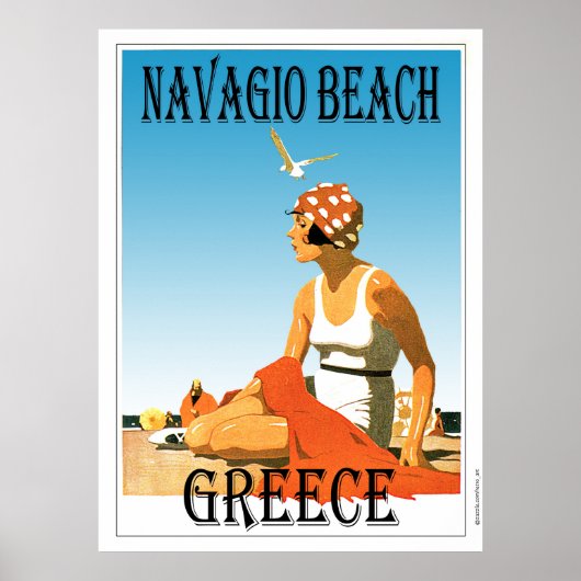 Retro Style Navagio Beach Greece Poster (Voorkant)