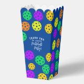 Retro Style Neon Blauw Theme Pickleball Verjaardag Bedankdoosjes (Achterkant)