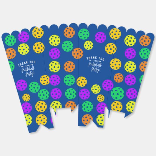 Retro Style Neon Blauw Theme Pickleball Verjaardag Bedankdoosjes (Ongevouwen)