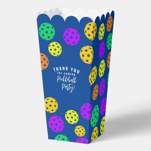 Retro Style Neon Blauw Theme Pickleball Verjaardag Bedankdoosjes (Voorkant)