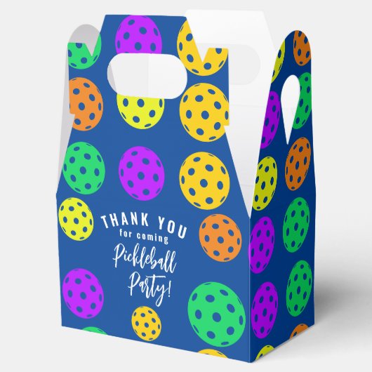 Retro Style Neon Blauw Theme Pickleball Verjaardag Bedankdoosjes (Geopend)