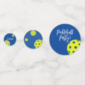 Retro Style Neon Blauw Theme Pickleball Verjaardag Confetti (Voorkanten)