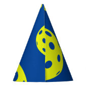 Retro Style Neon Blauw Theme Pickleball Verjaardag Feesthoedjes (Achterkant)