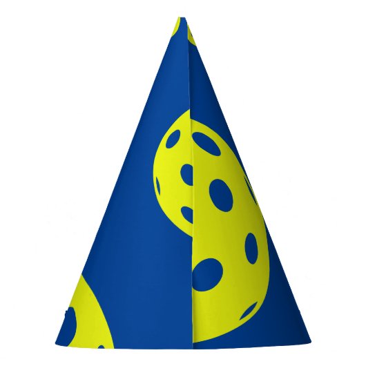 Retro Style Neon Blauw Theme Pickleball Verjaardag Feesthoedjes (Achterkant)