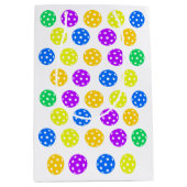 Retro Style Neon Blauw Theme Pickleball Verjaardag Medium Cadeauzakje (Voorkant)