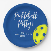 Retro Style Neon Blauw Theme Pickleball Verjaardag