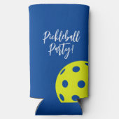 Retro Style Neon Blauw Theme Pickleball Verjaardag Seltzer Blikjeskoeler (Achterkant)