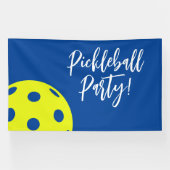 Retro Style Neon Blauw Theme Pickleball Verjaardag Spandoek (Horizontaal)