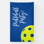Retro Style Neon Blauw Theme Pickleball Verjaardag Spandoek (Verticaal)