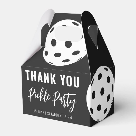 Retro Style Neon Zwart Thema Pickleball Verjaardag Bedankdoosjes (Achterkant)