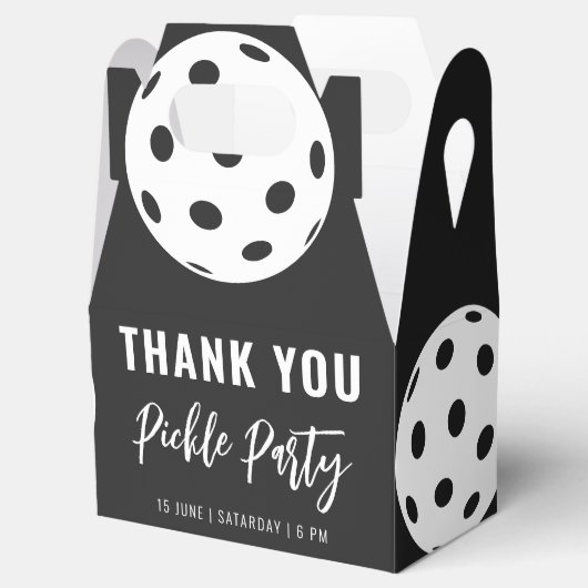 Retro Style Neon Zwart Thema Pickleball Verjaardag Bedankdoosjes (Geopend)