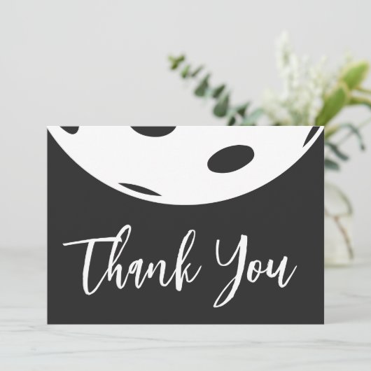 Retro Style Neon Zwart Thema Pickleball Verjaardag Bedankkaart (Staand voorkant)