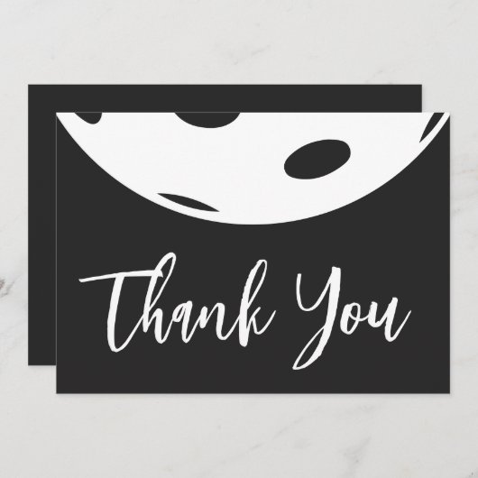 Retro Style Neon Zwart Thema Pickleball Verjaardag Bedankkaart (Voorkant / Achterkant)