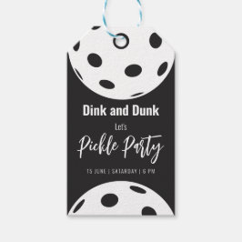 Retro Style Neon Zwart Thema Pickleball Verjaardag Cadeaulabel