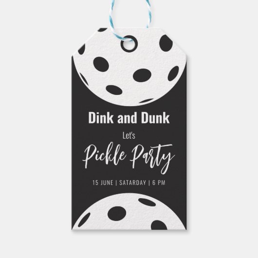 Retro Style Neon Zwart Thema Pickleball Verjaardag Cadeaulabel (Voorkant)