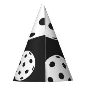 Retro Style Neon Zwart Thema Pickleball Verjaardag Feesthoedjes (Achterkant)