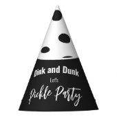Retro Style Neon Zwart Thema Pickleball Verjaardag Feesthoedjes (Voorkant)