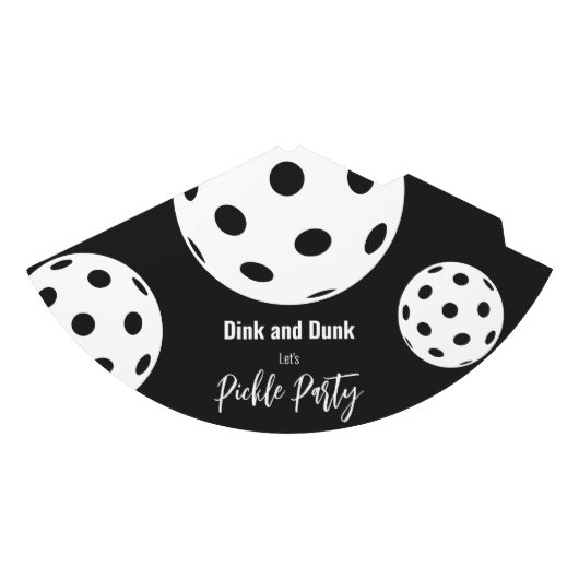 Retro Style Neon Zwart Thema Pickleball Verjaardag Feesthoedjes (Voorkant)
