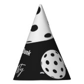 Retro Style Neon Zwart Thema Pickleball Verjaardag Feesthoedjes (Rechts)