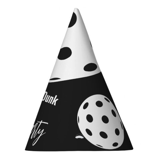 Retro Style Neon Zwart Thema Pickleball Verjaardag Feesthoedjes (Rechts)