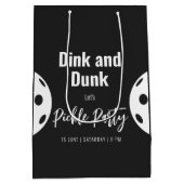 Retro Style Neon Zwart Thema Pickleball Verjaardag Medium Cadeauzakje (Achterkant)