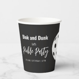 Retro Style Neon Zwart Thema Pickleball Verjaardag Papieren Bekers